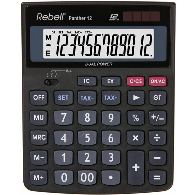 Zoro Select - Rebell re-panther 12 bx 12 Digit Desktop Calculator Black re-panther 12 bx - Black