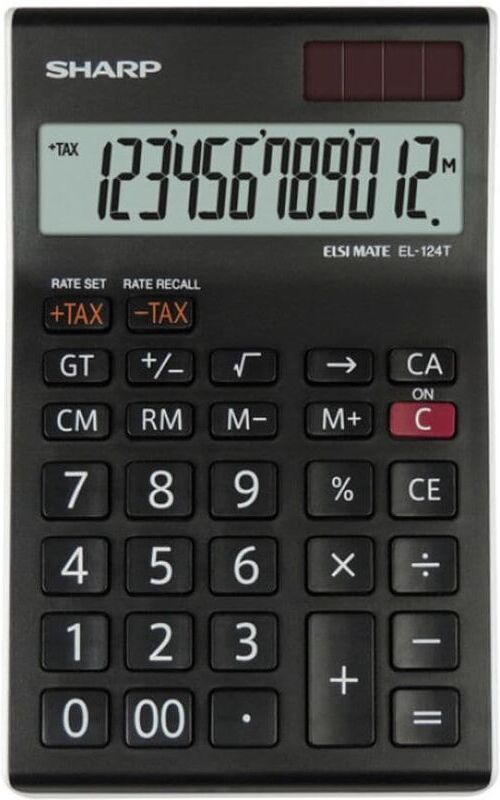 Sharp - EL124TWH 12 Digit Desktop Calculator Black SH-EL124TWH - Black