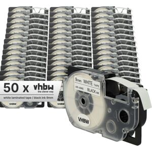 Vhbw - 50x Label Tape compatible with Casio KL-G2, KL-750E, KL-780, KL-820, KL-8100, KL-8200, KL-C500 Label Printer 9 mm, Black on White