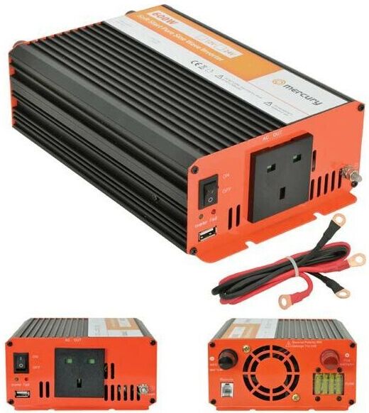 Mercury - 652.102UK 600w Power Inverter 12v 230v Soft Start Pure Sine Wave