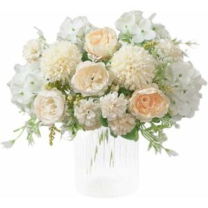 Langray - Artificial Flowers, Artificial Flowers Decorative Artificial Peony Faux Silk Hydrangea Decoration Plastic Carnation Flower Arrangements