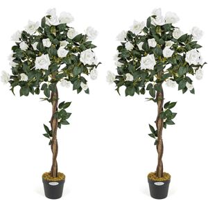 Christow - 2 Artificial Rose Trees - Cream (4ft) - Cream