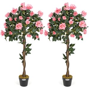 Christow - 2 Artificial Rose Trees - Pink (4ft) - Cream