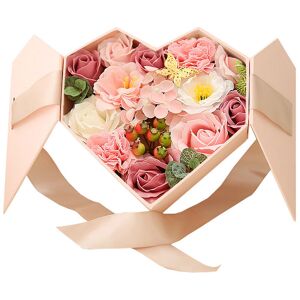 PESCE Artificial Flowers Combo for Decorations, Flower Soap in Heart shaped Gift Box, Mother's Day/Christmas Gift Style 1