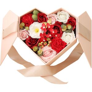 PESCE Artificial Flowers Combo for Decorations, Flower Soap in Heart shaped Gift Box, Mother's Day/Christmas Gift Style 2