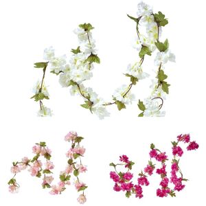 Homescapes - Set of 3 Cream, Cerise & Pink Artificial Blossom Flower Garlands, 5 Ft