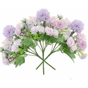 Langray - 3 Pieces Bouquet of Roses Hydrangea Artificial Silk Flowers Bridal Flower Arrangement Wedding Bouquet Home Decoration Generic Decoration