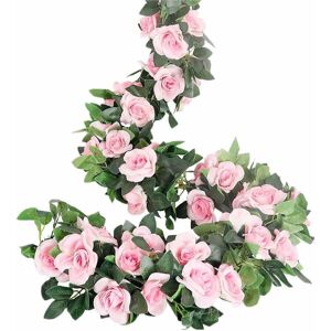 Langray - Rose Garlands Artificial Rose Tendrils, 4 Pieces (70cm) Artificial Silk Flower Garlands for Home, Office, Garden, Decor (Pink)