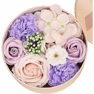 GROOFOO Soap Rose Gift Box, Rose Soap Flower Gift Box, Rose Flower Box with Gift Card for Valentine's Day, Home Decoration, Creative Birthday Gifts (Purple)
