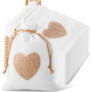 Rose - 20 Burlap Bags Gift Bags Lavender Dragées Wedding Treats 10x15cm (white+heart) Rose - 20 Burlap Bags Gift Bags Lavender Dragées Wedding Treats 10x15cm (white+heart)