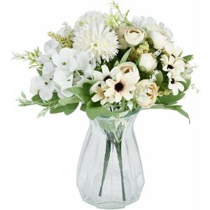 Hoopzi - Artificial Bouquet 2 Pieces White Fake Peonies Hydrangeas Carnations Artificial Flowers Floral Arrangements Hoopzi - Artificial Bouquet 2 Pieces White Fake Peonies Hydrangeas Carnations Artificial Flowers Floral Arrangements