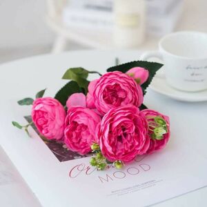 HOOPZI Artificial Flowers, 2 Pack Fake Peony Bouquet Realistic Faux Silk Flowers Table Decorative Arrangements for Home Party Office Wedding (Rose red) HOOPZI Artificial Flowers, 2 Pack Fake Peony Bouquet Realistic Faux Silk Flowers Table Decorative Arrangements for Home Party Office Wedding (Rose red)