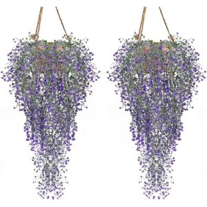 SNQ Artificial Plants Set of 2 Ivy Vine Artificial Plant Indoor Outdoor Artificial Flower for Wall and Garden Decoration - Purple SNQ Artificial Plants Set of 2 Ivy Vine Artificial Plant Indoor Outdoor Artificial Flower for Wall and Garden Decoration - Purple