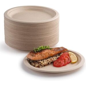 TEHTUY Pack of 100 super rigid cardboard plates, 100% biodegradable and compostable, environmentally friendly, very resistant, recyclable, perfect for TEHTUY Pack of 100 super rigid cardboard plates, 100% biodegradable and compostable, environmentally friendly, very resistant, recyclable, perfect for
