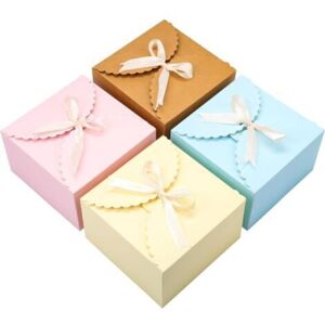 MCBOSON Set of 20 Pastel Scalloped Square Empty Gift Boxes with Ribbon – 12 x 12 x 9 cm – Small Cardboard Gift Box for Weddings, Parties, Handmade Soaps, and MCBOSON Set of 20 Pastel Scalloped Square Empty Gift Boxes with Ribbon – 12 x 12 x 9 cm – Small Cardboard Gift Box for Weddings, Parties, Handmade Soaps, and