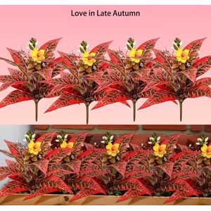 MINICLOSS Set of 4 Artificial Red Autumn Plants – Weather-Resistant Decorative Plants for Garden, Balcony, Terrace, and Home Decoration MINICLOSS Set of 4 Artificial Red Autumn Plants – Weather-Resistant Decorative Plants for Garden, Balcony, Terrace, and Home Decoration