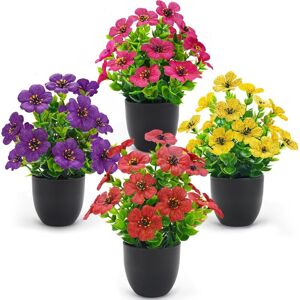 KAKET Set of 4 Artificial Plants to Assemble – Spring Decoration for Table, Desk, and Home – Black Flower Pot KAKET Set of 4 Artificial Plants to Assemble – Spring Decoration for Table, Desk, and Home – Black Flower Pot