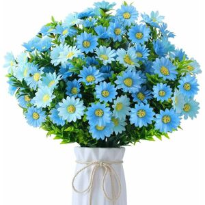 HOOPZI Set of 6 Daisies Artificial Flowers - Artificial Daisies Outdoor Flowers Fake Plants, for Window, Hanging Box, Indoor and Outdoor Decor (Blue) HOOPZI Set of 6 Daisies Artificial Flowers - Artificial Daisies Outdoor Flowers Fake Plants, for Window, Hanging Box, Indoor and Outdoor Decor (Blue)