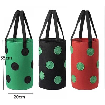 ODIPIE 3 Pack (Red, Black, Green) 20cm35cm Hanging Grow Bags, 12 Holes Breathable Planting Bags for Strawberries, Herbs, Flowers, Vegetables ODIPIE 3 Pack (Red, Black, Green) 20cm35cm Hanging Grow Bags, 12 Holes Breathable Planting Bags for Strawberries, Herbs, Flowers, Vegetables