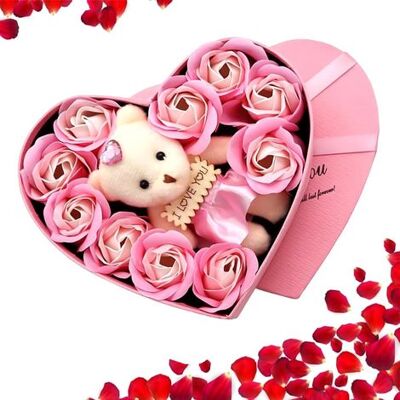 SIOKS Heart-shaped Soap Gift Set With A Rose-shaped Soap Flower And A Cute Teddy Bear. Artificial Rose-shaped Soap Gift Set. SIOKS Heart-shaped Soap Gift Set With A Rose-shaped Soap Flower And A Cute Teddy Bear. Artificial Rose-shaped Soap Gift Set.