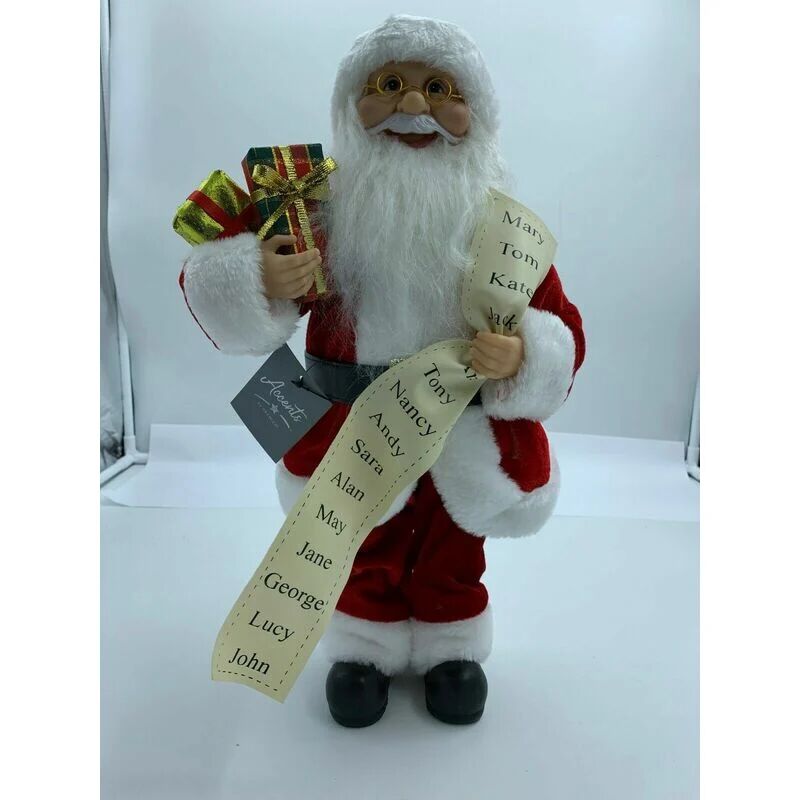 Premier - Xmas decoration 40cm Standing Santa Claus Father Christmas w Naughty Nice List