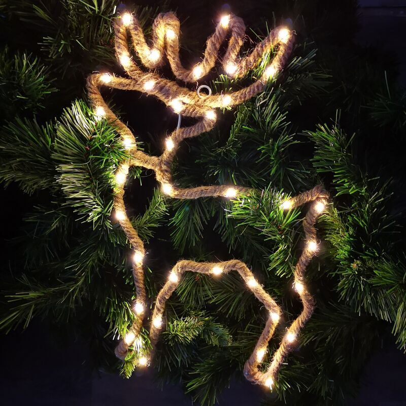 Premier Decorations - 45cm led Christmas Reindeer Light Battery Operated Hemp Rope Decoration