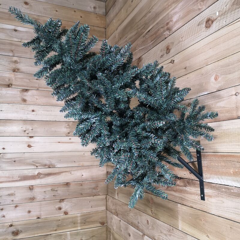 Premier Decorations - 90cm Indoor Wall Mounted Christmas Tree with Wrapped Branches pvc with Bracket