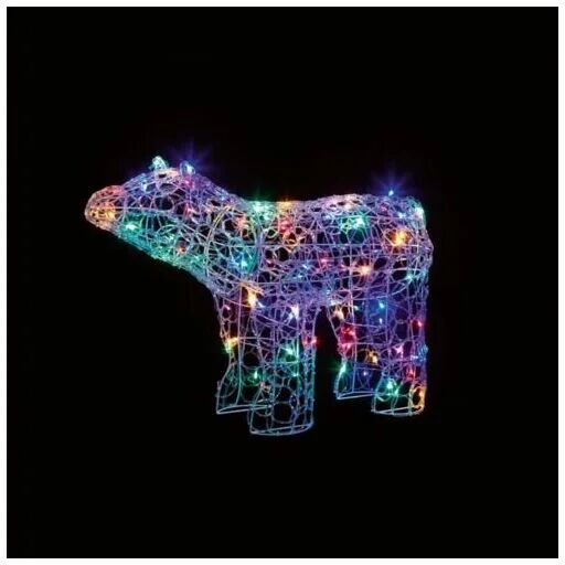 Premier - Christmas Xmas Decoration 90cm Soft Acrylic Multicoloured Polar Bear led lights