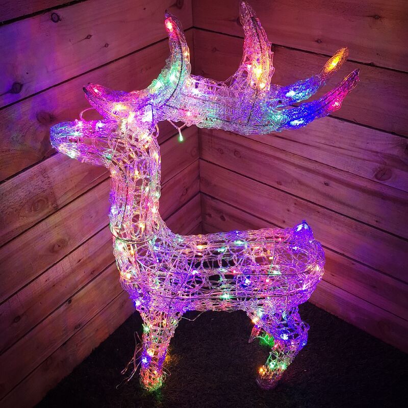 Premier Decorations - Premier 1.15M Lit Soft Acrylic Christmas Reindeer with 160 Multi led