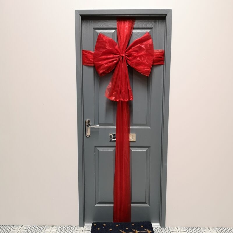 Premier Decorations - Premier 48x60cm Red Christmas Door Bow with Door Ribbon Wrap