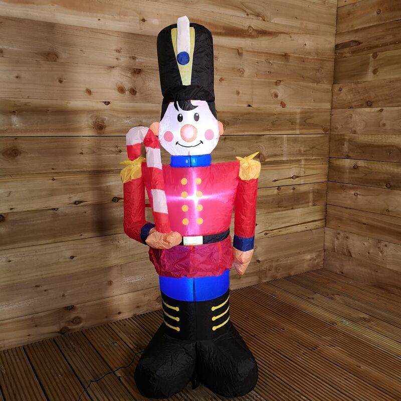 Premier Decorations - Premier Christmas 1.2M Inflatable Light Up Toy Soldier with Candy Cane