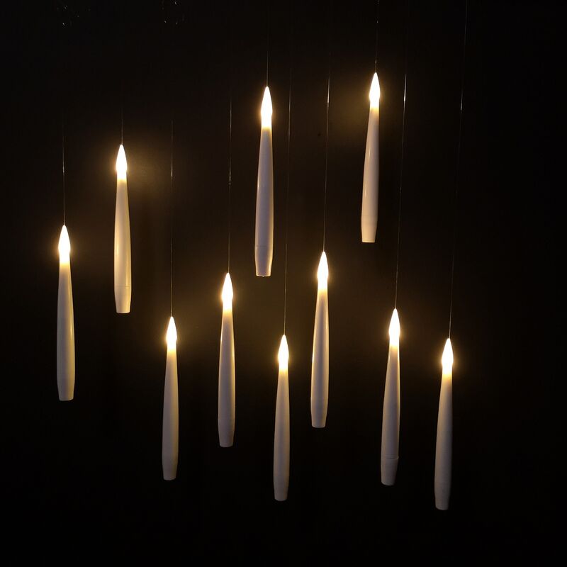 Premier Decorations - 10pcs Premier 15cm Floating White Static Flicker Battery Candle with Remote Control in Warm White