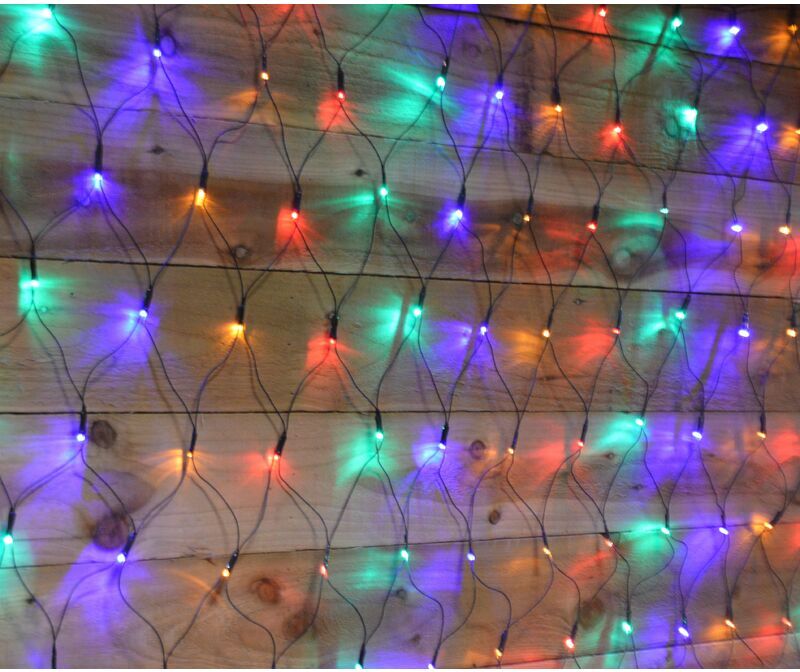 Premier Decorations - 170cm x 120cm Multi Function Christmas Net Lights with 180 Multi Coloured LEDs