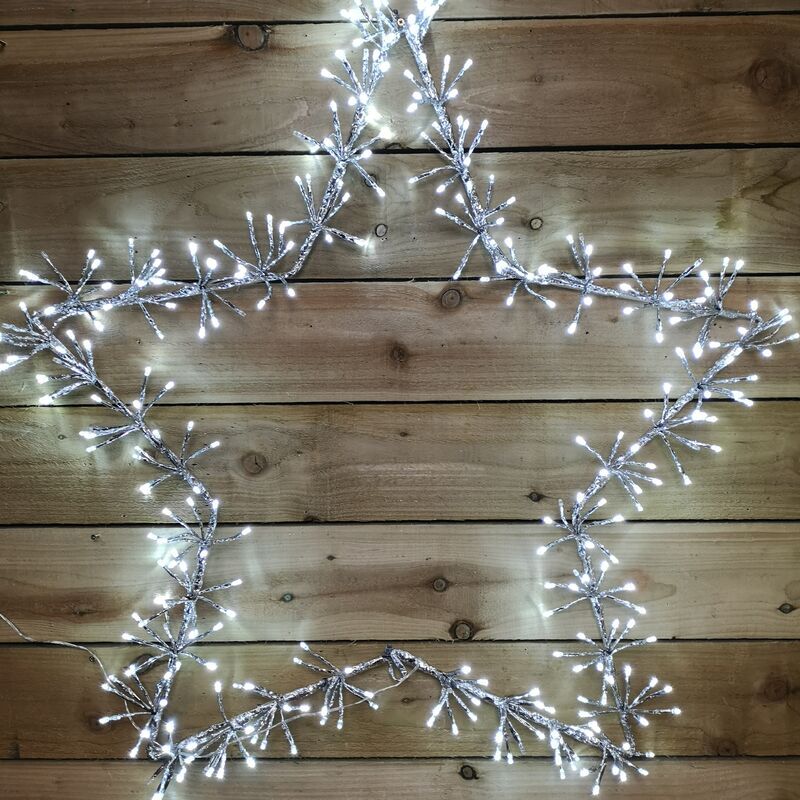 Premier Decorations - 90cm Silver Star Cluster Wall Window Decoration with 320 White led