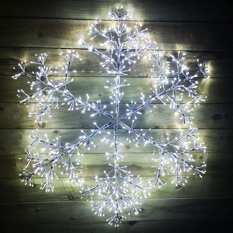 Premier Decorations - 1.2m Premier Silver Starburst Christmas Snowflake 960 White LEDs