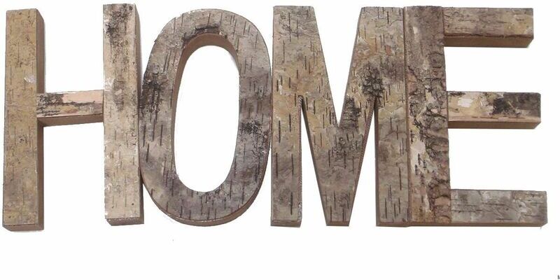 Topfurnishing - Real Bark Effect Wooden Home Word Wall Hanging Decoration Easy To Hang[Home]