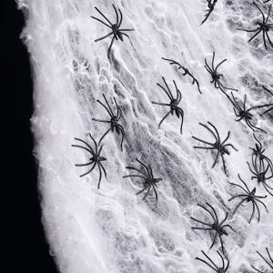 LANGRAY 100 Grams Giant Spider Web With 30 Plastic Spiders, Ideal Indoor Outdoor Halloween Decoration