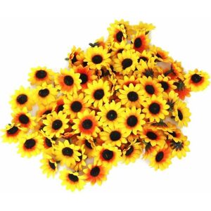 Hoopzi - 100 x Realistic Artificial Plastic Sunflower Heads, Home Accessories and Party Decoration, (Yellow)