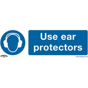 LOOPS 10x use ear protectors Health & Safety Sign - Self Adhesive 300 x 100mm Sticker