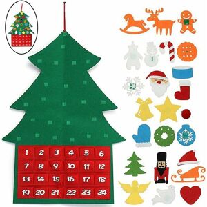 LANGRAY 111Christmas Advent Countdown Calendar,24 Day Christmas Countdown Calendar Kids, Felt diy Christmas Tree Festival Hanging Door Decorations