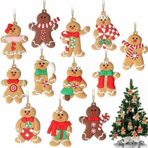 Héloise - 12 Pack Gingerbread Man Ornaments for Christmas Tree Decorations, 3 Inch Tall Gingerbread Man Hanging Charms, Holiday Decorations for