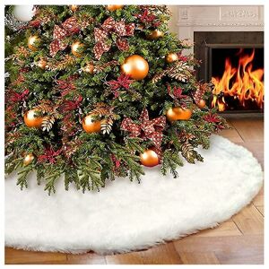 WOOSIEN 120cm Christmas Tree Skirt, Multi-size Snowy White Faux Fur Xmas Plush Tree Skirt, Winter Christmas Tree Mat, Holiday Party Christmas Tree Decorations