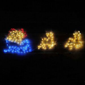 PREMIER DECORATIONS 1.2m Flashing Chasing Christmas Santa Sleigh and Reindeer with 190 Red White and Blue Pin Wire LED