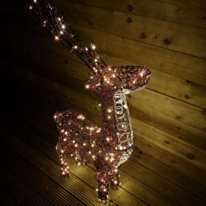 Premier Decorations - 1.2m Flashing Warm White 200 led Reindeer Outdoor Christmas Light Up Decorations