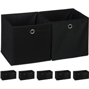 Set of 12 Relaxdays Storage Box, Square, Shelf Storage Basket, Square Bins 30x30x30 cm, Black