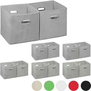 Set of 12 Relaxdays Storage Boxes, No Lids, With Handles, Folding, Square Shelf Bins, 30 x 30 x 30 cm, Grey