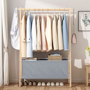 Livingandhome - 159CM Bedroom Floor Coat Rack Hanger with Storage Basket