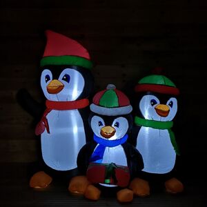 Snowtime - 1.5m Inflatable led Lit Penguin Family Indoor Outdoor Christmas Decoration with 12 Warm White LEDs