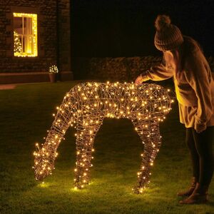 FESTIVE LIGHTS 1m Outdoor Connectable Brown Doe Reindeer Christmas Figure Decoration with Plug - Warm White