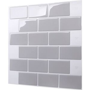 INSMA 1PC 3D Brick Tile Stickers Bathroom Kitchen Wall Self Adhesive Sticker (Gray, 30.5cm / 12in)